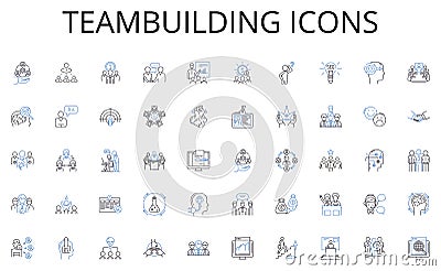 Teambuilding icons line icons collection. Handcrafted, Authentic, Traditional, Artistic, Unique, Handmade, Exquisite Vector Illustration