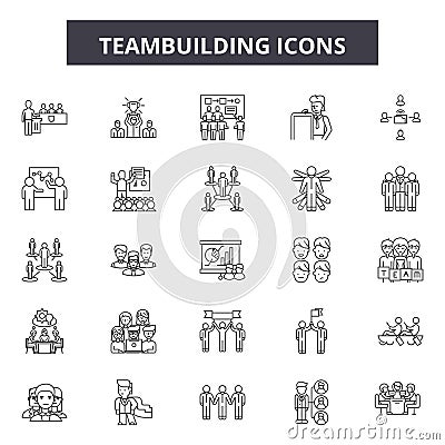 Teambuilding line icons, signs, vector set, outline illustration concept Vector Illustration