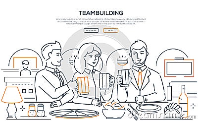 Teambuilding - modern line design style web banner Vector Illustration