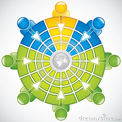 Teamwork around the table Vector Illustration