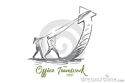 Teamwork, arrow, growth, business, progress concept. Hand drawn isolated vector. Vector Illustration