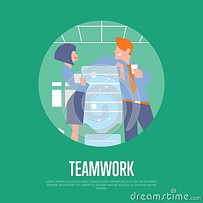 Teamwork banner with business people Vector Illustration