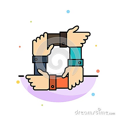 Teamwork, Business, Collaboration, Hands, Partnership, Team Abstract Flat Color Icon Template Vector Illustration