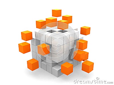 Teamwork business concept with green cubes Stock Photo