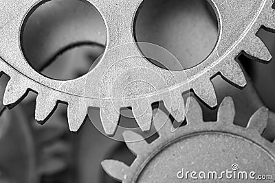 Teamwork business concept - perspective view of engine gear wheel, for industrial Stock Photo