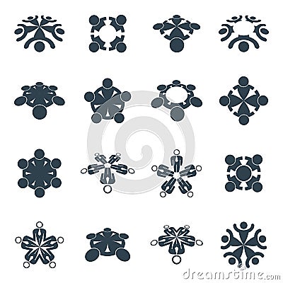 Teamwork and business team and friendship icon set, social group Vector Illustration