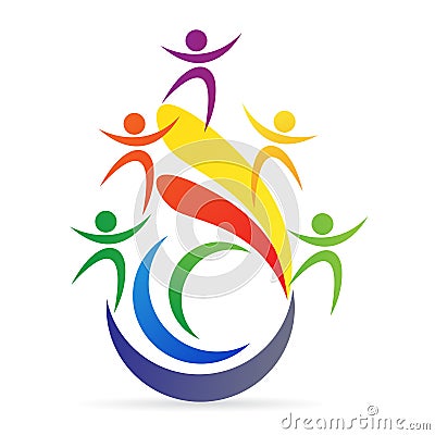 Teamwork challenge leadership winner support logo Vector Illustration