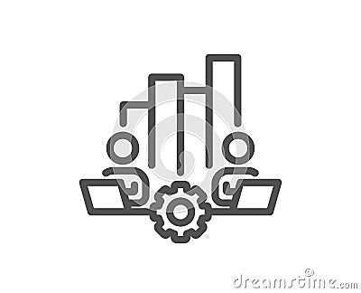 Teamwork chart line icon. Remote office sign. Vector Vector Illustration