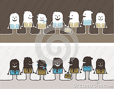 Teamwork colored cartoon Vector Illustration