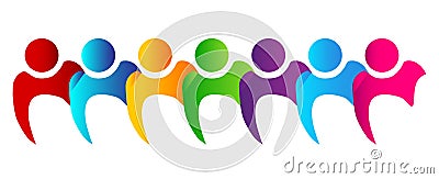 Teamwork people standing together logo Stock Photo