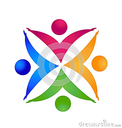 Teamwork colorful people working together .Success,social ,community and cooperation symbol vector icon Vector Illustration