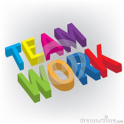 Teamwork colorful word 3D vector illustration design id card image Vector Illustration
