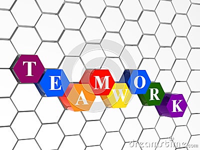 Teamwork colour hexahedrons, cellular structure Stock Photo