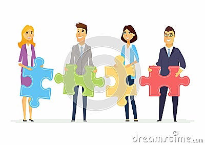 Teamwork in a company - modern cartoon people characters illustration Vector Illustration