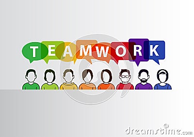 Teamwork concept as illustration of group of people working together Vector Illustration