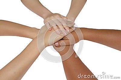 Teamwork concept,Business team joining hands holding together co Stock Photo