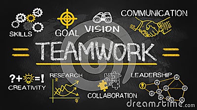 Teamwork concept chart with business elements Stock Photo