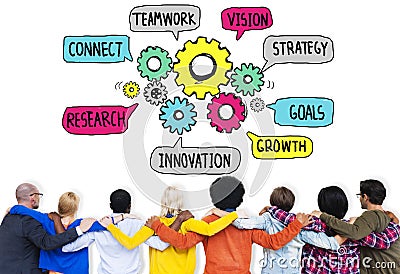 Teamwork Connect Strategy Vision Together Gear Concept Stock Photo