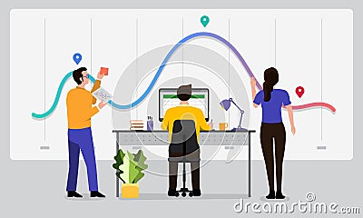 Teamwork data analytics Vector Illustration