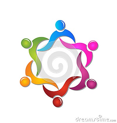 Teamwork diversity people logo Stock Photo