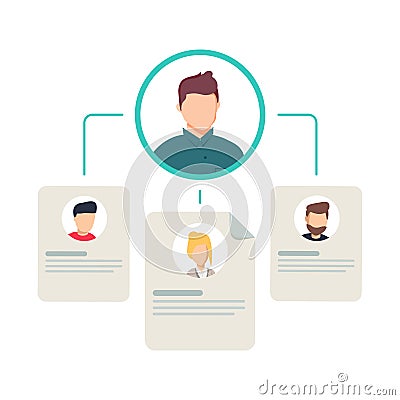 Teamwork flow chart, business hierarchy or business team pyramid structure, company organization branches. Stock Photo