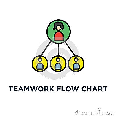 teamwork flow chart icon. business hierarchy or business team pyramid structure concept symbol design, company organization Vector Illustration