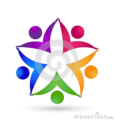 Teamwork flower unity people hands icon vector concept Vector Illustration