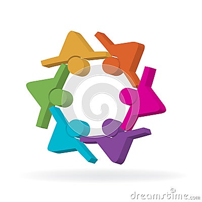 Logo teamwork friendship people 3D vector illustration colorful design Vector Illustration