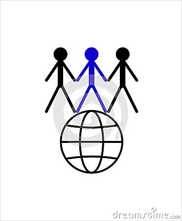 Teamwork with globe icon,vector best illustration design icon,three man standing on globe. Vector Illustration