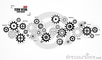 Teamwork graphic design. Gears wheels over white background Vector Illustration