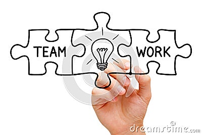 Teamwork Great Idea Puzzle Concept Stock Photo