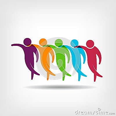 Teamwork. Group of friends Logo image Vector Illustration
