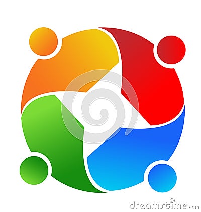Teamwork group meeting, discussion and planning icon logo Vector Illustration