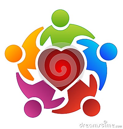 Teamwork group people and heart logo vector Vector Illustration