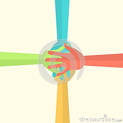 Teamwork, Group of people joined together Vector Illustration