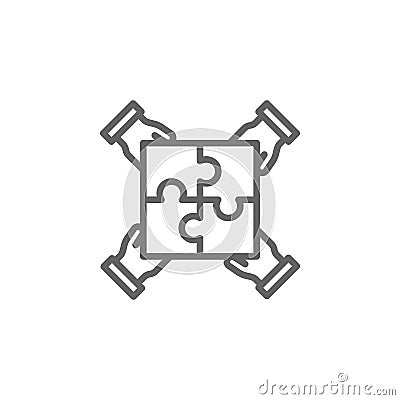 Teamwork hands outline icon. Elements of Business illustration line icon. Signs and symbols can be used for web, logo, mobile app Vector Illustration