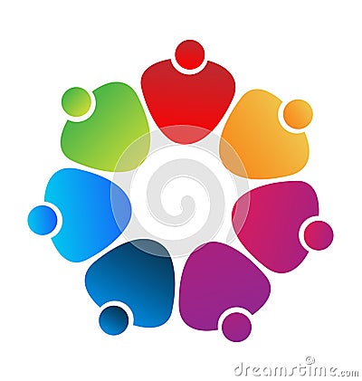 Teamwork heart friends icon Vector Illustration