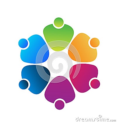 Teamwork heart friends icon Vector Illustration