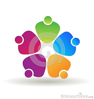 Teamwork heart friends icon Vector Illustration