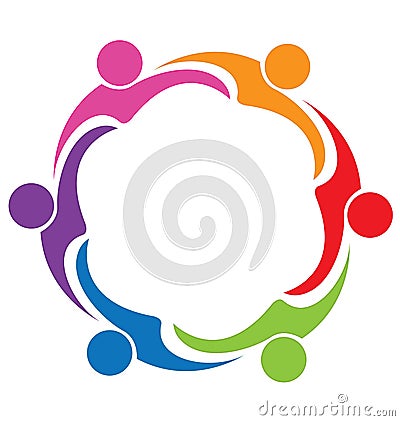 Teamwork hug friendship people logo Vector Illustration