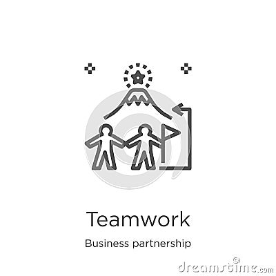 teamwork icon vector from business partnership collection. Thin line teamwork outline icon vector illustration. Outline, thin line Vector Illustration