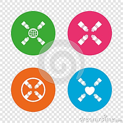 Teamwork icons. Helping Hands symbols. Vector Illustration