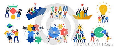 Teamwork Icons Set Vector Illustration