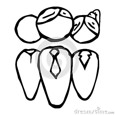 Teamwork. Image of men and women. Icon large company business people. Group of people in suits. Vector illustration. Simple hand d Vector Illustration
