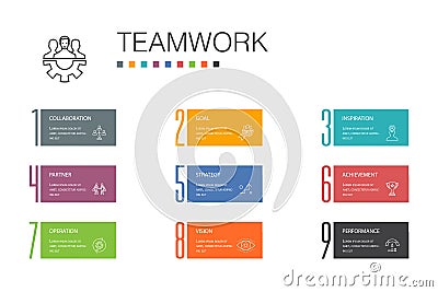 Teamwork Infographic 10 option line Vector Illustration