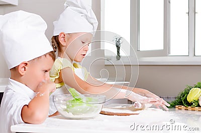 Teamwork in the kitchen Stock Photo