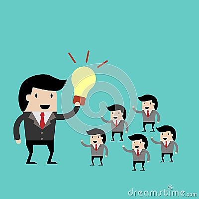 Teamwork with leader idea. cartoon vector illustration for business design Vector Illustration