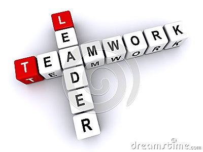 teamwork leader word block on white Stock Photo