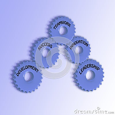 Teamwork is leadership gearwheels for succes. Stock Photo