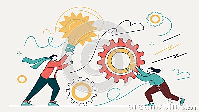 Teamwork light bulb vector, collaboration idea art, creative solution design vector design Generative AI Vector Illustration